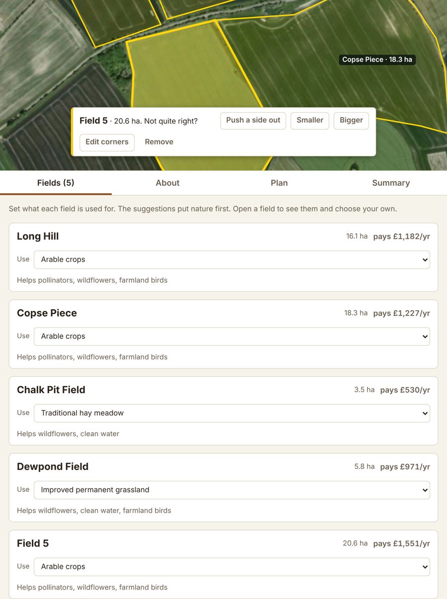 The same screen on a tablet, with the map above the field list.